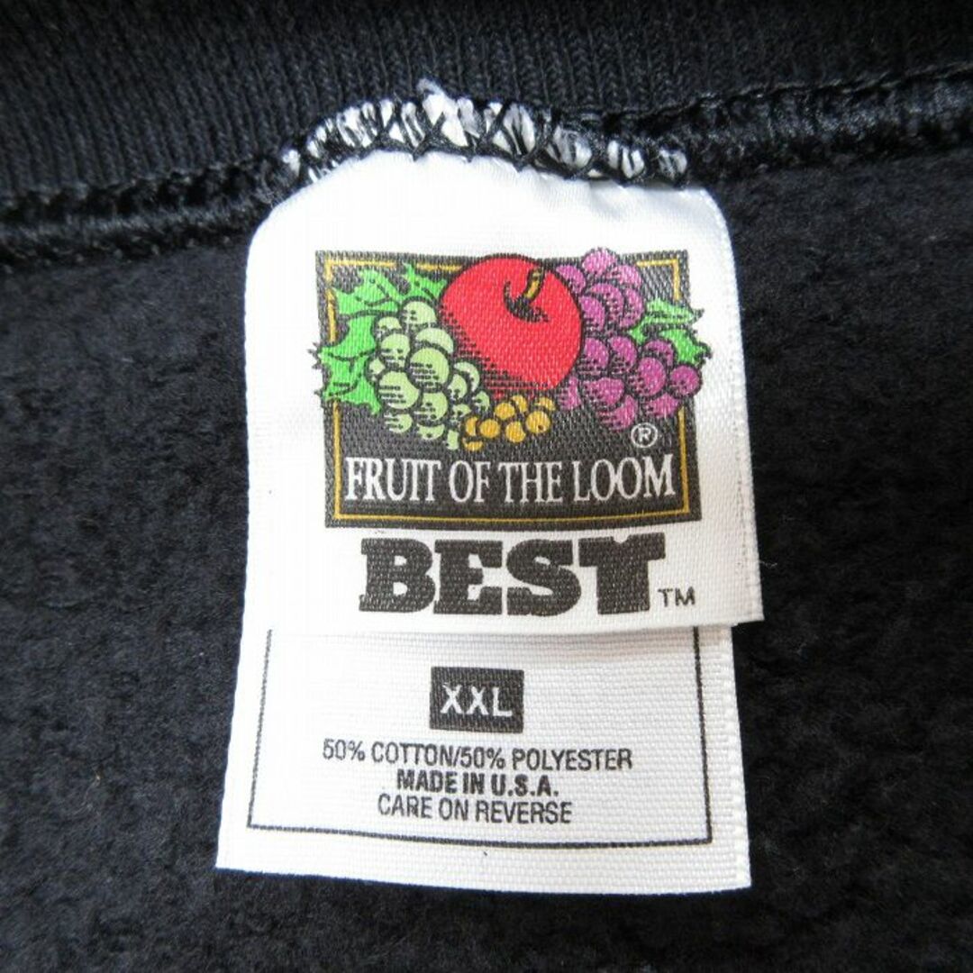 FRUIT OF THE LOOM(フルーツオブザルーム)のXL★古着 フルーツオブザルーム 長袖 スウェット メンズ 90年代 90s オザーク湖 大きいサイズ クルーネック USA製 黒 ブラック 24apr17 中古 スエット トレーナー トップス メンズのトップス(パーカー)の商品写真