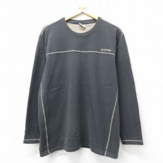 Columbia - XL★古着 コロンビア COLUMBIA 長袖 ビンテージ Tシャツ メンズ 00年代 00s ワンポイントロゴ コットン クルーネック 濃グレー 24apr17 中古