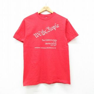 ヘインズ(Hanes)のM★古着 ヘインズ Hanes 半袖 ビンテージ Tシャツ メンズ 80年代 80s ワシントンDC コットン クルーネック USA製 赤 レッド 24apr17 中古(Tシャツ/カットソー(半袖/袖なし))