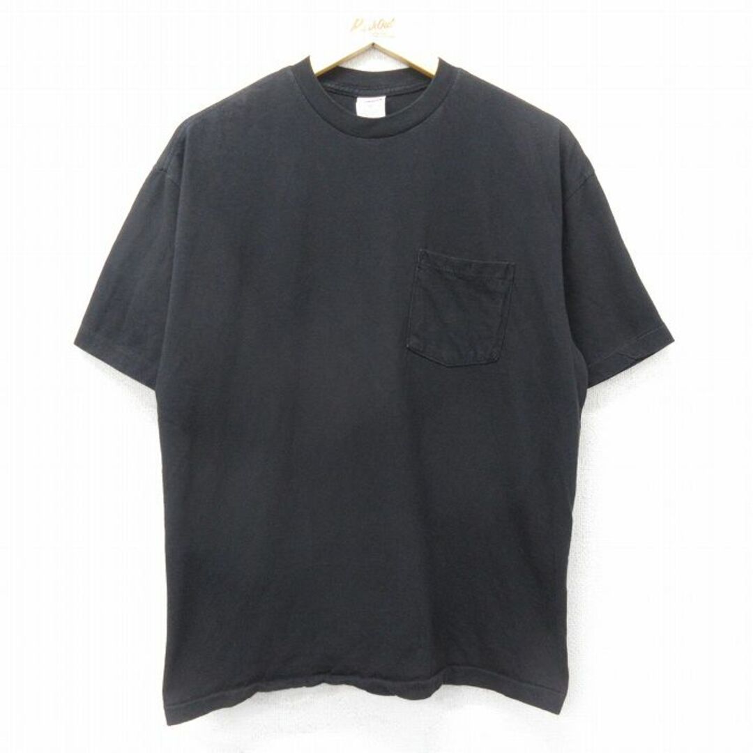 Old Navy(オールドネイビー)のXL★古着 オールドネイビー OLD NAVY 半袖 ビンテージ Tシャツ メンズ 00年代 00s 無地 胸ポケット付き コットン クルーネック 黒 ブラック 24apr17 中古 メンズのトップス(Tシャツ/カットソー(半袖/袖なし))の商品写真