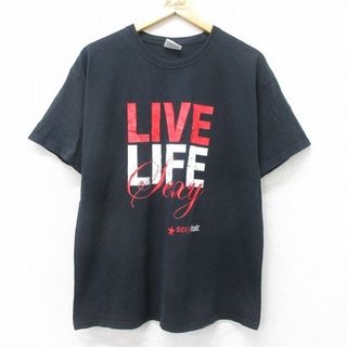 ヘインズ(Hanes)のXL★古着 ヘインズ Hanes 半袖 ビンテージ Tシャツ メンズ 00年代 00s LIVE LIFE Sexy コットン クルーネック 黒 ブラック 24apr17 中古(Tシャツ/カットソー(半袖/袖なし))