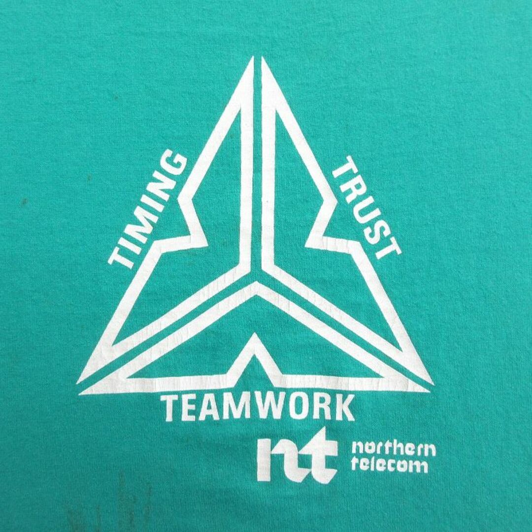 XL★古着 半袖 ビンテージ Tシャツ メンズ 90年代 90s TIMING TRUST TEAMWORK ノーザンテレコム クルーネック 緑 グリーン 【spe】 24apr17 中古 メンズのトップス(Tシャツ/カットソー(半袖/袖なし))の商品写真