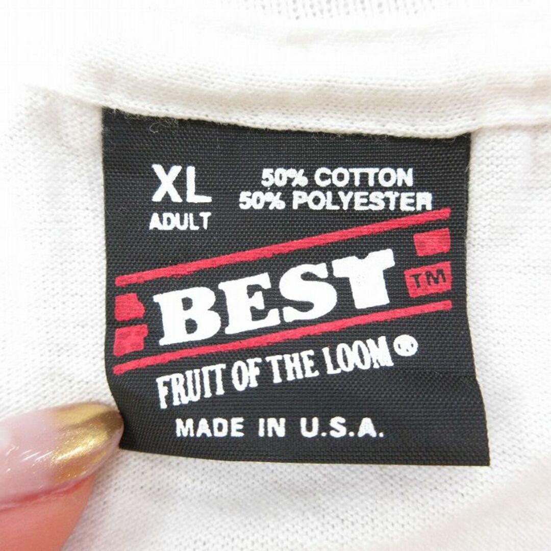 FRUIT OF THE LOOM(フルーツオブザルーム)のXL★古着 フルーツオブザルーム 半袖 ビンテージ Tシャツ メンズ 90年代 90s マーシャルタウン ロードレース クルーネック USA製 白 ホワイト 24apr17 中古 メンズのトップス(Tシャツ/カットソー(半袖/袖なし))の商品写真