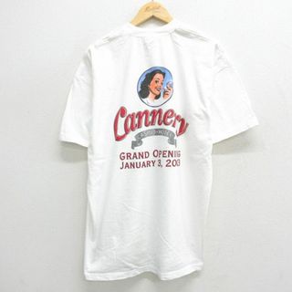 XL★古着 ジャージーズ 半袖 ビンテージ Tシャツ メンズ 00年代 00s cannery カジノ 大きいサイズ コットン クルーネック 白 ホワイト 24apr17 中古(Tシャツ/カットソー(半袖/袖なし))