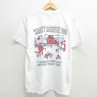 チャンピオン(Champion)のM★古着 チャンピオン Champion 半袖 ビンテージ Tシャツ メンズ 00年代 00s CLARK チャリティ クルーネック 白 ホワイト 24apr17 中古(Tシャツ/カットソー(半袖/袖なし))