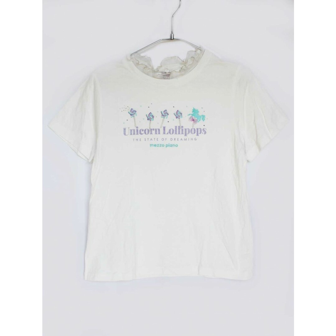 mezzo piano(メゾピアノ)の【夏物 新入荷!】[メゾピアノ/mezzo piano]150cm 半袖Tシャツ/半袖カットソー 白 襟取外し可 '22年製【中古】子供服 キッズ kids ジュニア 女の子 614042 キッズ/ベビー/マタニティのキッズ服女の子用(90cm~)(Tシャツ/カットソー)の商品写真