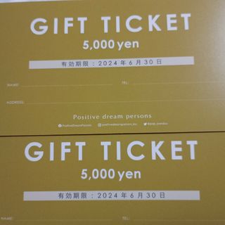 2枚10000円分　ポジティブドリームパーソンズ　食事券　優待券(その他)