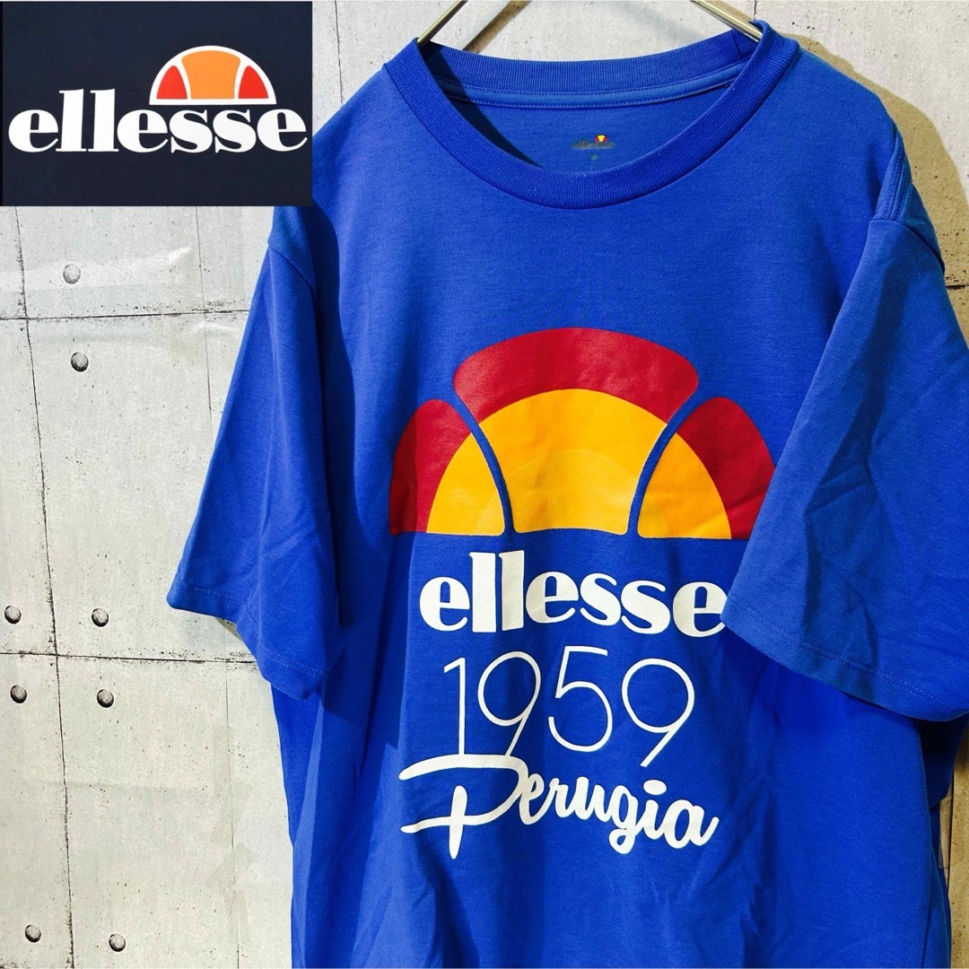 ellesse(エレッセ)のellesseエレッセ　ビックプリントロゴ　半袖Tシャツ　Mサイズ　ブルー メンズのトップス(Tシャツ/カットソー(半袖/袖なし))の商品写真