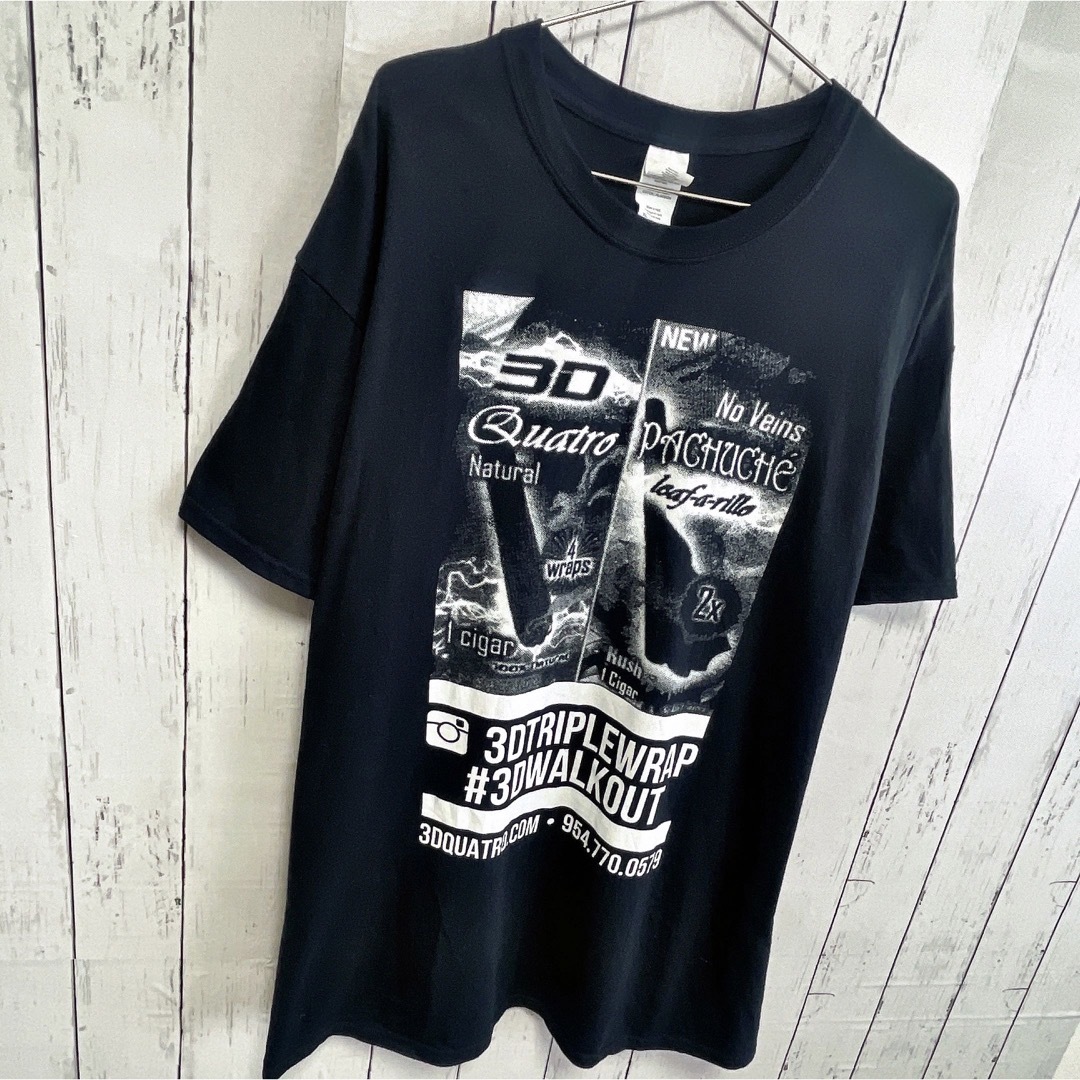 GILDAN(ギルタン)のUSA古着　GILDAN　Tシャツ　XL　ブラック　黒　ビッグプリント　コットン レディースのトップス(Tシャツ(半袖/袖なし))の商品写真