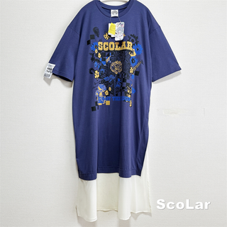 スカラー(ScoLar)の【ScoLar】スカラーちゃんグラフィック シフォン切替ワンピース タグ付未使用(ロングワンピース/マキシワンピース)