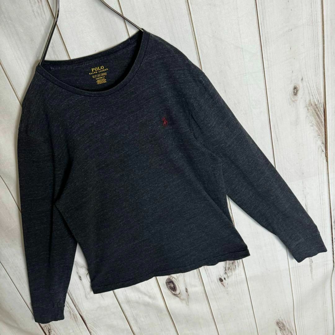 POLO RALPH LAUREN(ポロラルフローレン)の【希少カラー】　ポロラルフローレン　ロンT ボルドーポニー刺繍　霜降りブラック メンズのトップス(Tシャツ/カットソー(七分/長袖))の商品写真