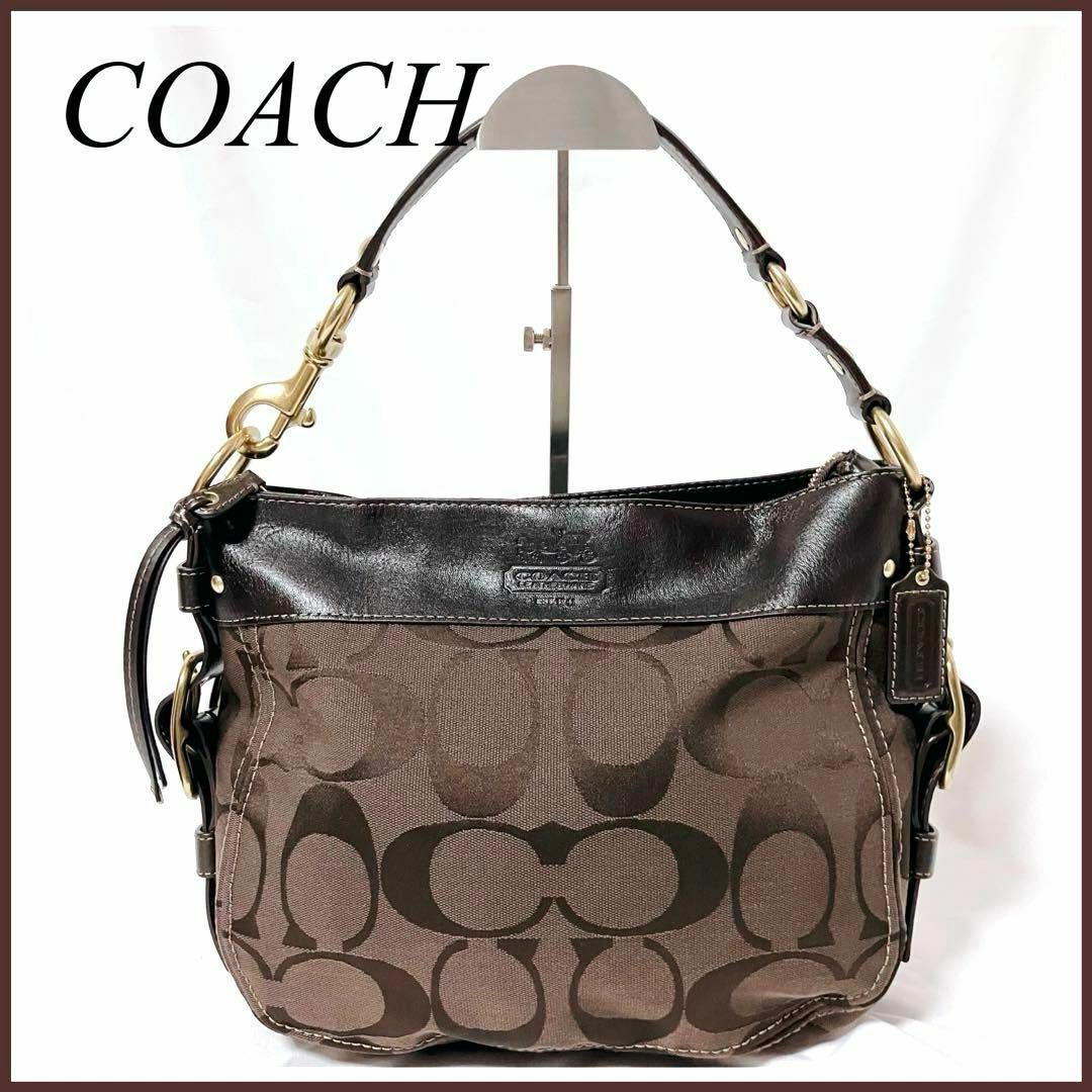 COACH(コーチ)のコーチ ブラウン　茶　ショルダーバッグ  シグネチャー ワンショルダーバッグ レディースのバッグ(ハンドバッグ)の商品写真