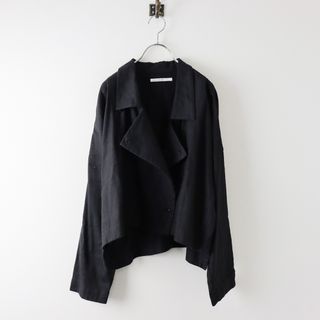 ミホウメザワ miho umezawa SILK LINEN TWILL open collared jacket シルクリネン ジャケット/ブラック アウター 羽織り【2400013818902】(その他)