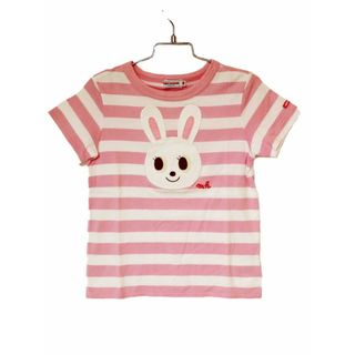 【夏物 新入荷!】[ミキハウス/mikihouse]120cm 半袖カットソー/半袖Tシャツ ピンク×白【中古】子供服 キッズ kids 女の子 夏 tops 614042