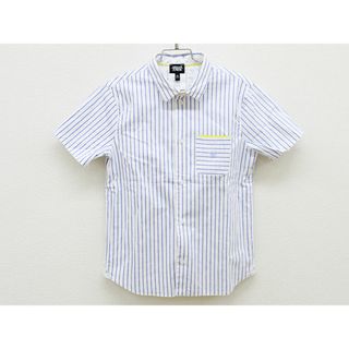 アルマーニ ジュニア(ARMANI JUNIOR)の【夏物 新入荷!】▲アルマーニ ジュニア/Armani Junior▲142cm(10A) リバーシブル半袖シャツ 白系 ストライプ×自転車柄【中古】子供服 キッズ kids ジュニア 男の子 夏 tops 114042(シャツ/カットソー)