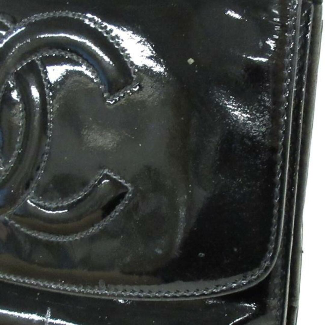 CHANEL(シャネル)のCHANEL(シャネル) 3つ折り財布 - 黒 エナメル（レザー） レディースのファッション小物(財布)の商品写真