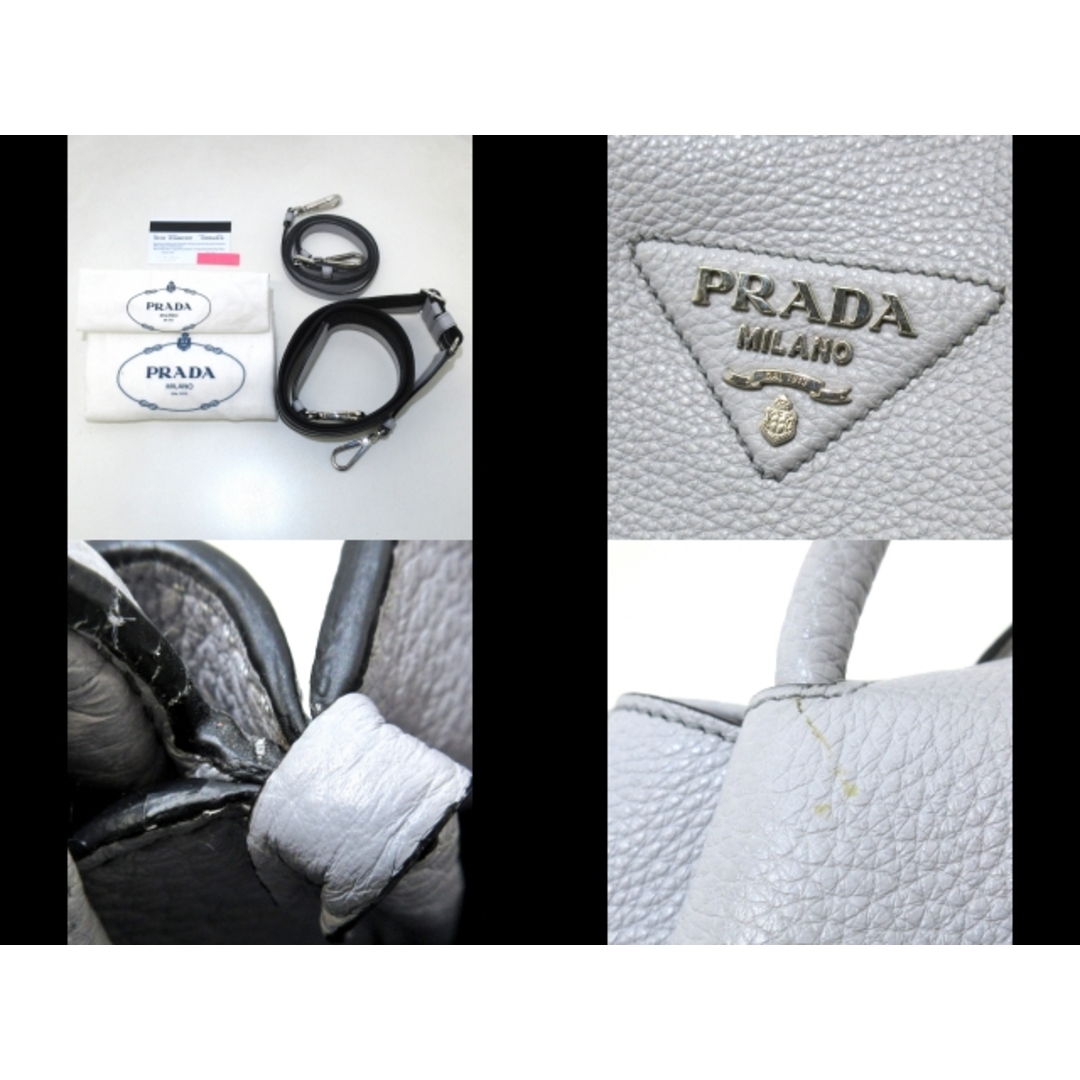 PRADA(プラダ)のPRADA(プラダ) ハンドバッグ トライアングルロゴ 1BC145 ライトグレー ヴィッテロダイノソフト(レザー)  レディースのバッグ(ハンドバッグ)の商品写真