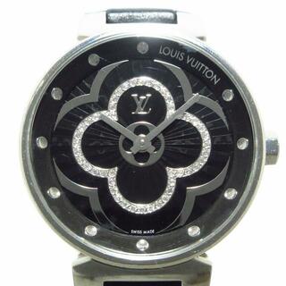 LOUIS VUITTON - LOUIS VUITTON(ヴィトン) 腕時計 タンブール ムーンディヴァイン PM QA018 レディース SS/エピレザーベルト 黒