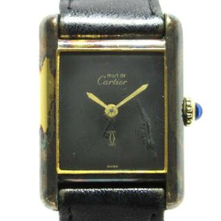 カルティエ(Cartier)のCartier(カルティエ) 腕時計 マストタンク レディース 925/社外ベルト 黒(腕時計)