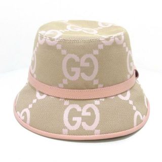 GUCCI(グッチ) ハット XL 59cm美品  ジャンボGG 730336 ベージュ×ピンク バケットハット コットン×ポリエステル