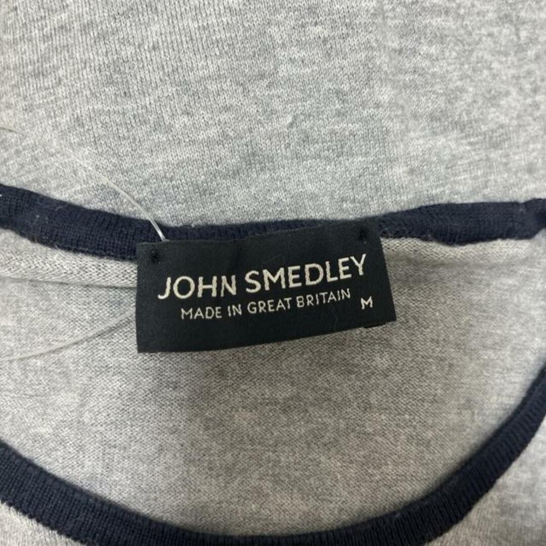 JOHN SMEDLEY(ジョンスメドレー)のJOHN SMEDLEY(ジョンスメドレー) 半袖カットソー サイズM レディース - グレー×ダークネイビー クルーネック レディースのトップス(カットソー(半袖/袖なし))の商品写真