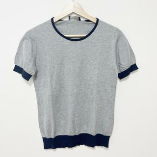 ジョンスメドレー(JOHN SMEDLEY)のJOHN SMEDLEY(ジョンスメドレー) 半袖カットソー サイズM レディース - グレー×ダークネイビー クルーネック(カットソー(半袖/袖なし))