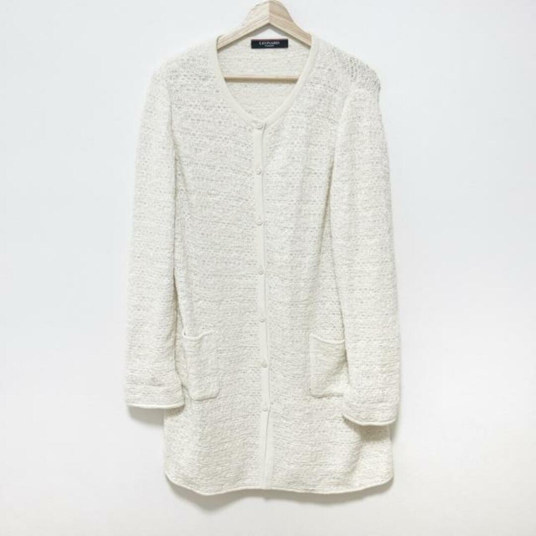 LEONARD - LEONARD(レオナール) カーディガン サイズ42 L レディース - アイボリー 長袖/ラメ/ロング丈