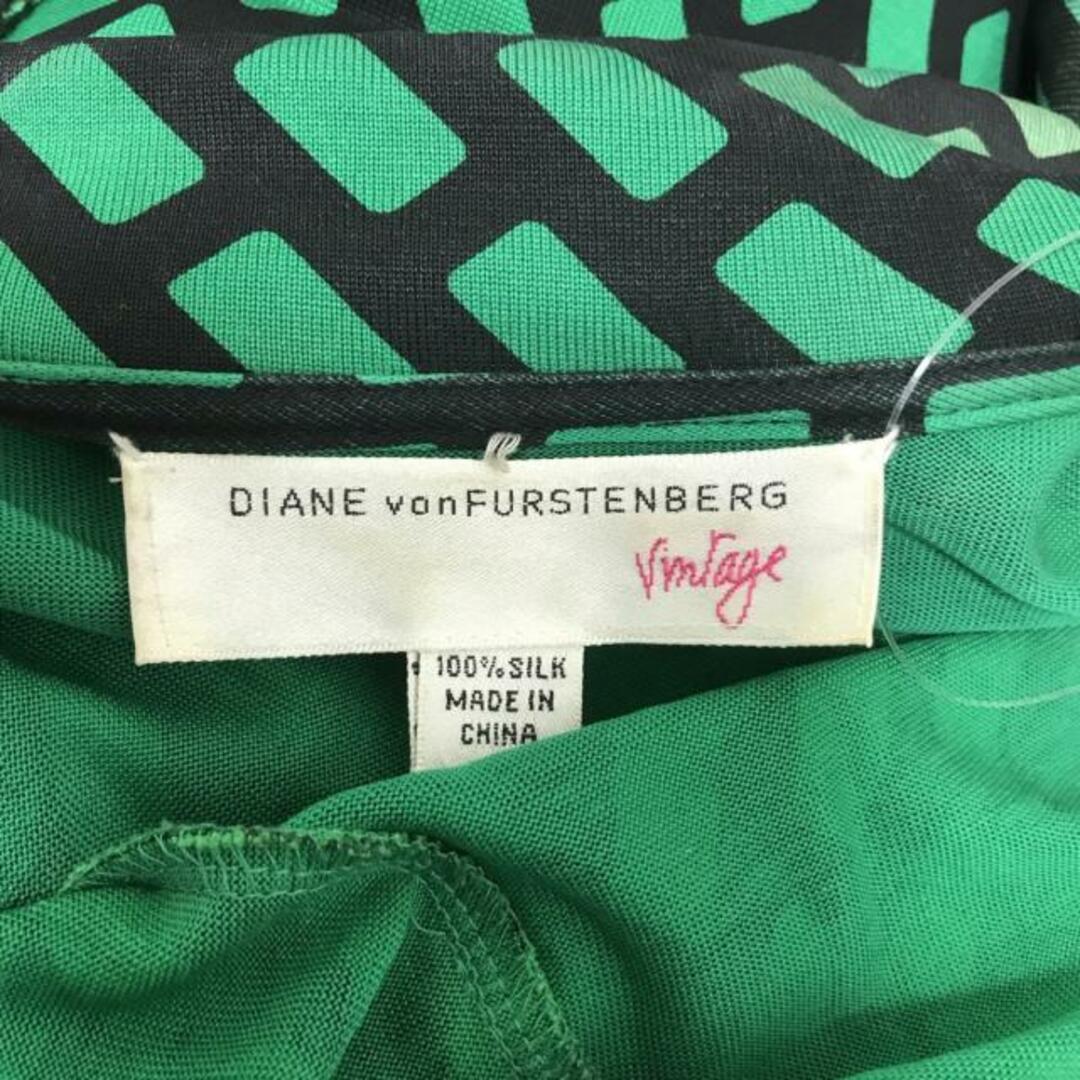 DIANE von FURSTENBERG(ダイアンフォンファステンバーグ)のDIANE VON FURSTENBERG(DVF)(ダイアン・フォン・ファステンバーグ) ワンピース サイズ2 S レディース - グリーン×黒 長袖/ひざ丈 レディースのワンピース(その他)の商品写真