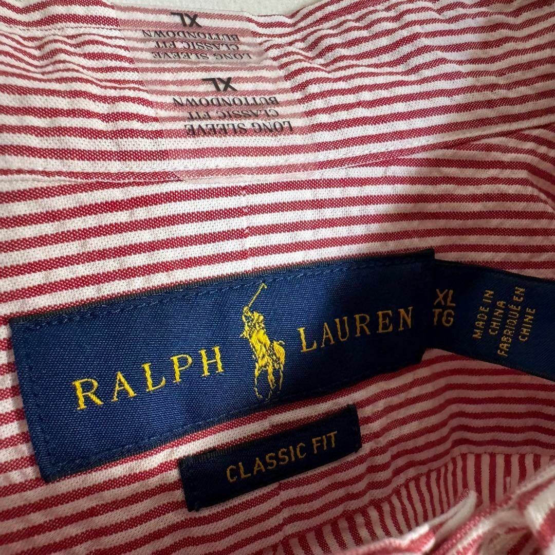 Ralph Lauren(ラルフローレン)の【希少】　ラルフローレン　長袖シャツ　シアサッカー　ストライプ　ポニー刺繍　XL メンズのトップス(Tシャツ/カットソー(七分/長袖))の商品写真