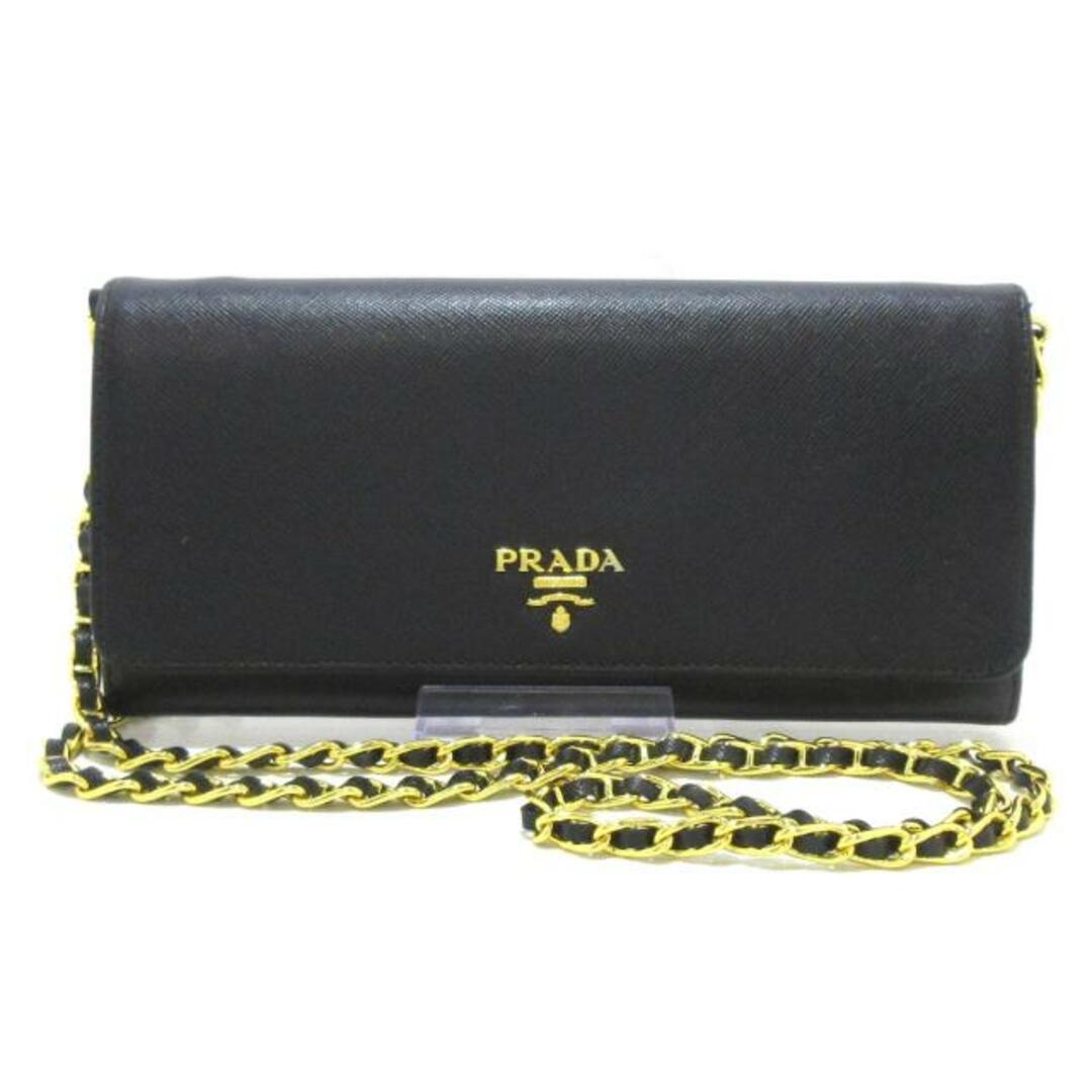 PRADA(プラダ)のPRADA(プラダ) 財布 ロゴ 1M1290 黒 チェーンウォレット サフィアーノメタル(レザー) レディースのファッション小物(財布)の商品写真