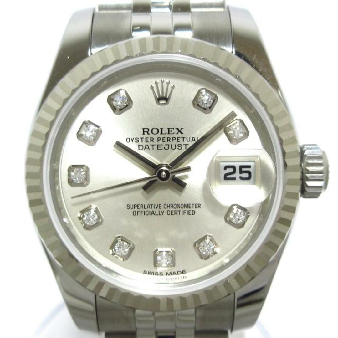 ROLEX(ロレックス)のROLEX(ロレックス) 腕時計美品  デイトジャスト 179174G レディース SS×K18WG/10P新型ダイヤ/ランダムルーレット文字盤/22コマ シルバー レディースのファッション小物(腕時計)の商品写真