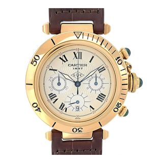 カルティエ(Cartier)のカルティエ パシャ 38mm クロノグラフ 150周年記念モデル W30X7651 クオーツ イエローゴールド メンズ CARTIER 【中古】 【時計】(腕時計(アナログ))