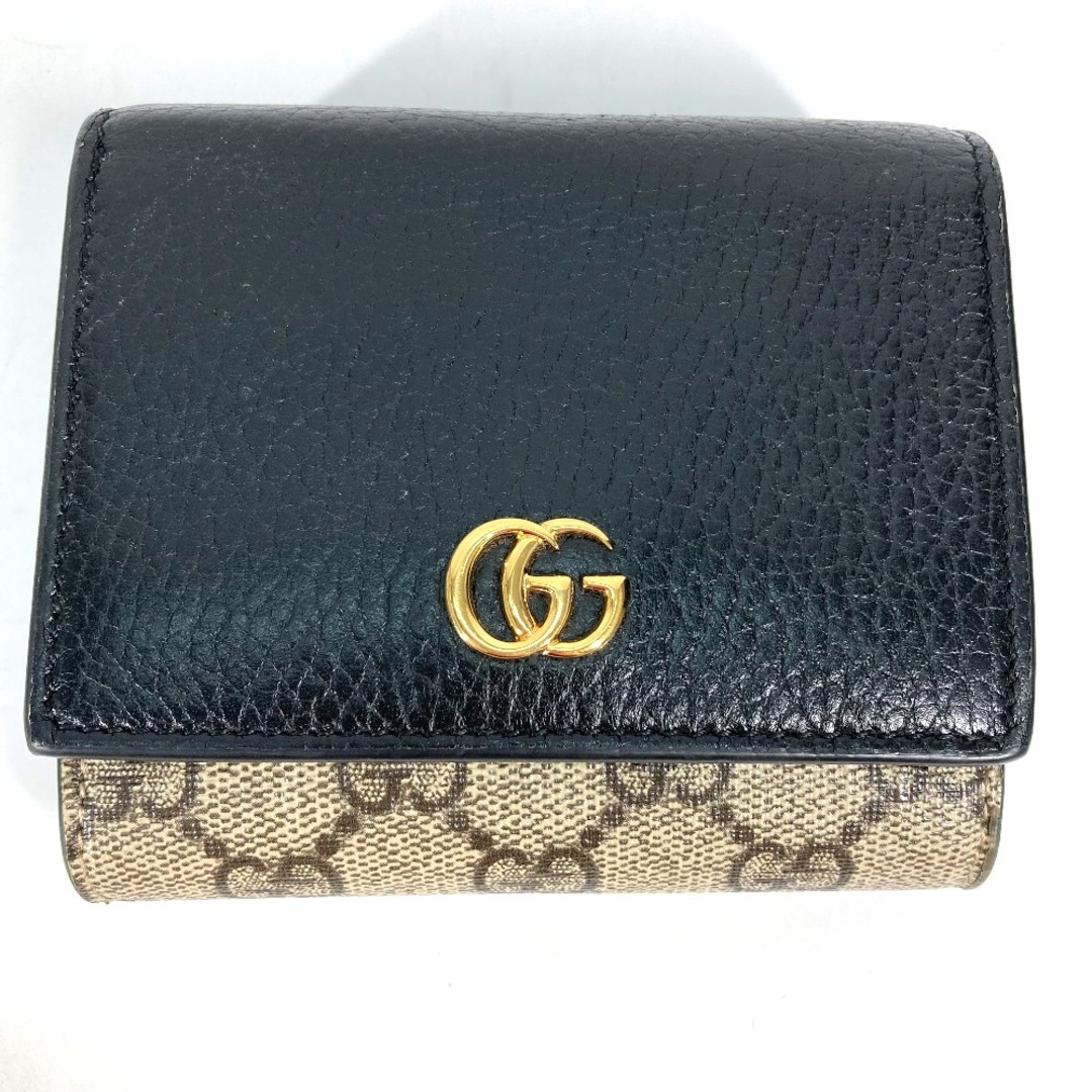 Gucci(グッチ)のグッチ GUCCI GGマーモント 598587 GGスプリーム コンパクトウォレット 2つ折り財布 レザー/PVC ベージュ レディースのファッション小物(財布)の商品写真