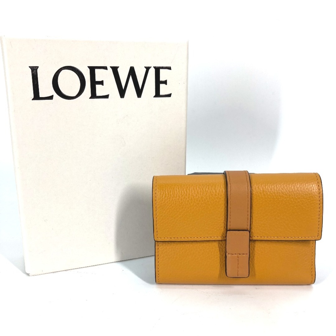 LOEWE(ロエベ)のロエベ LOEWE アナグラム スモール バーティカルウォレット コンパクトウォレット 3つ折り財布 レザー イエロー 美品 レディースのファッション小物(財布)の商品写真