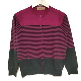 JOHN SMEDLEY(ジョンスメドレー) カーディガン サイズS レディース - ピンク×ダークグレー 長袖/ボーダー/ANAYI