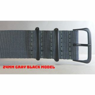 24MM NATO ミリタリー　ナイロンベルト新品 GRAY-BLACK 肉厚 (その他)