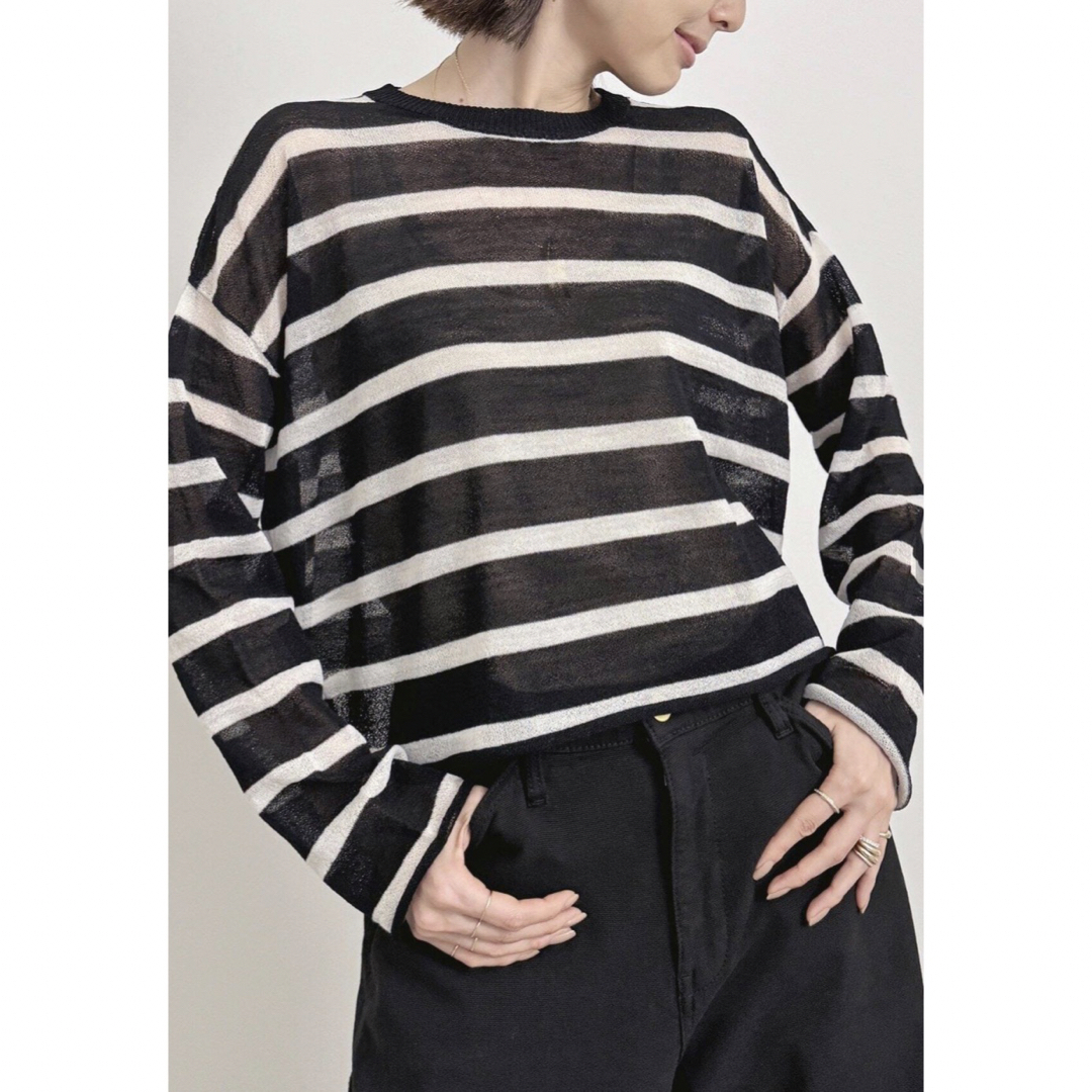 L'Appartement DEUXIEME CLASSE(アパルトモンドゥーズィエムクラス)のL'Appartement Border Sheer Knit レディースのトップス(ニット/セーター)の商品写真