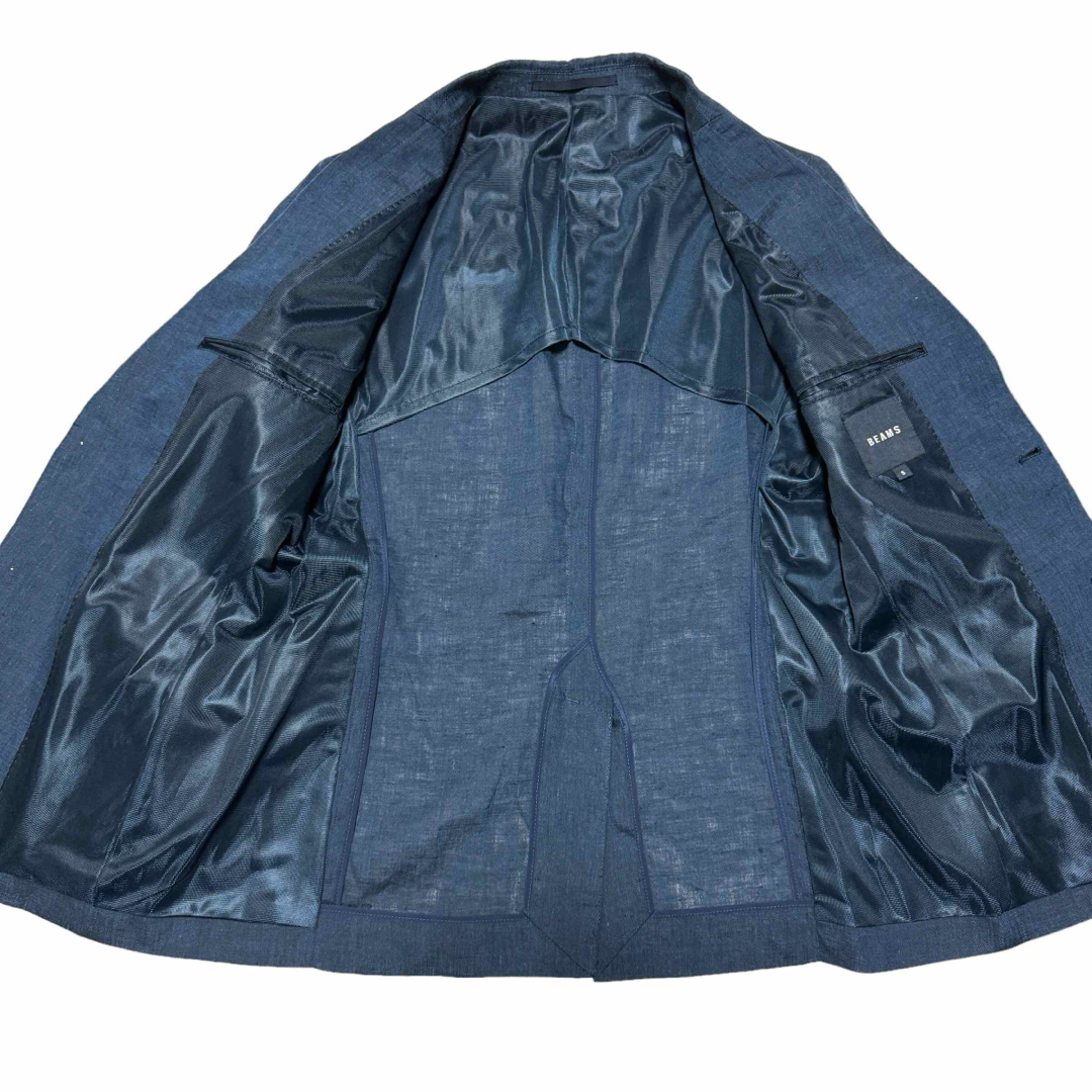 BEAMS(ビームス)のBEAMS ビームス リネン100% 2B テーラードジャケット ブルー S メンズのジャケット/アウター(テーラードジャケット)の商品写真