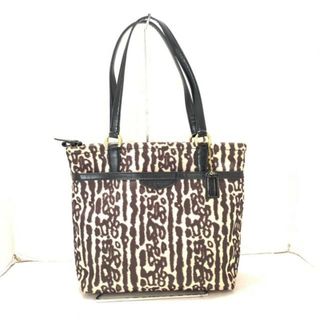 コーチ(COACH)のCOACH(コーチ) トートバッグ美品  シグネチャー ストライプ オセロット プリント トート F31901 ベージュ×黒×ダークブラウン ナイロン×エナメル（レザー）(トートバッグ)