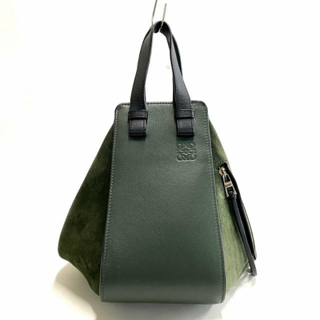 LOEWE(ロエベ)のLOEWE(ロエベ) ハンドバッグ ハンモック スモール グリーン×黒 スエード×レザー レディースのバッグ(ハンドバッグ)の商品写真