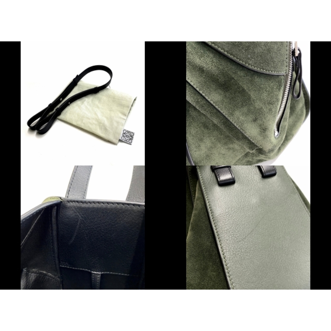 LOEWE(ロエベ)のLOEWE(ロエベ) ハンドバッグ ハンモック スモール グリーン×黒 スエード×レザー レディースのバッグ(ハンドバッグ)の商品写真