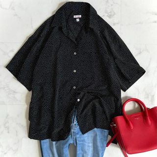 ドレステリア(DRESSTERIOR)の美品＊ドレステリア ミニドット半袖ブラウス 定価2.3万円 シャツ ブラック(シャツ/ブラウス(半袖/袖なし))