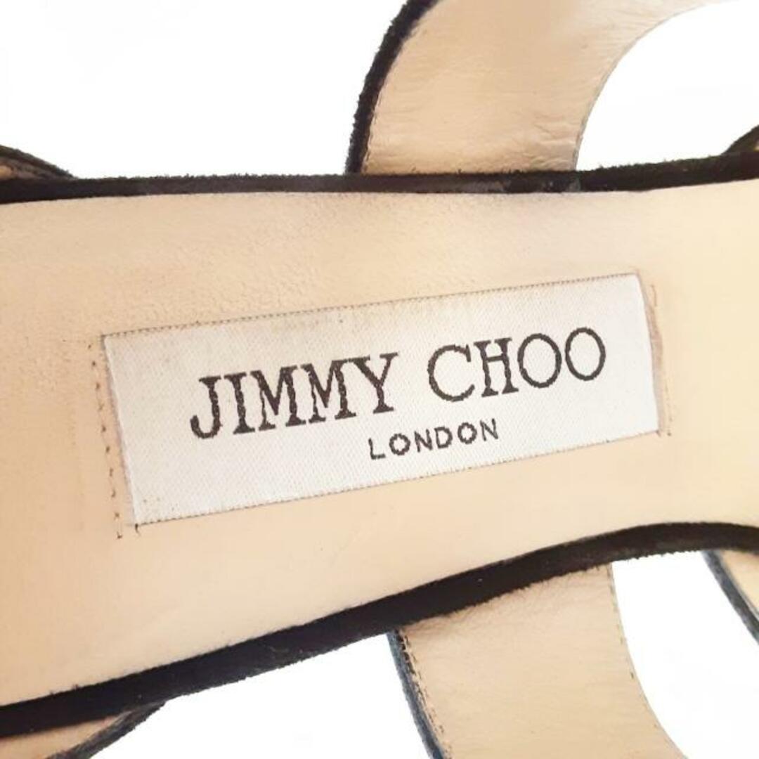 JIMMY CHOO(ジミーチュウ)のJIMMY CHOO(ジミーチュウ) サンダル 36 1/2 レディース - 黒 アウトソール張替済 スエード レディースの靴/シューズ(サンダル)の商品写真