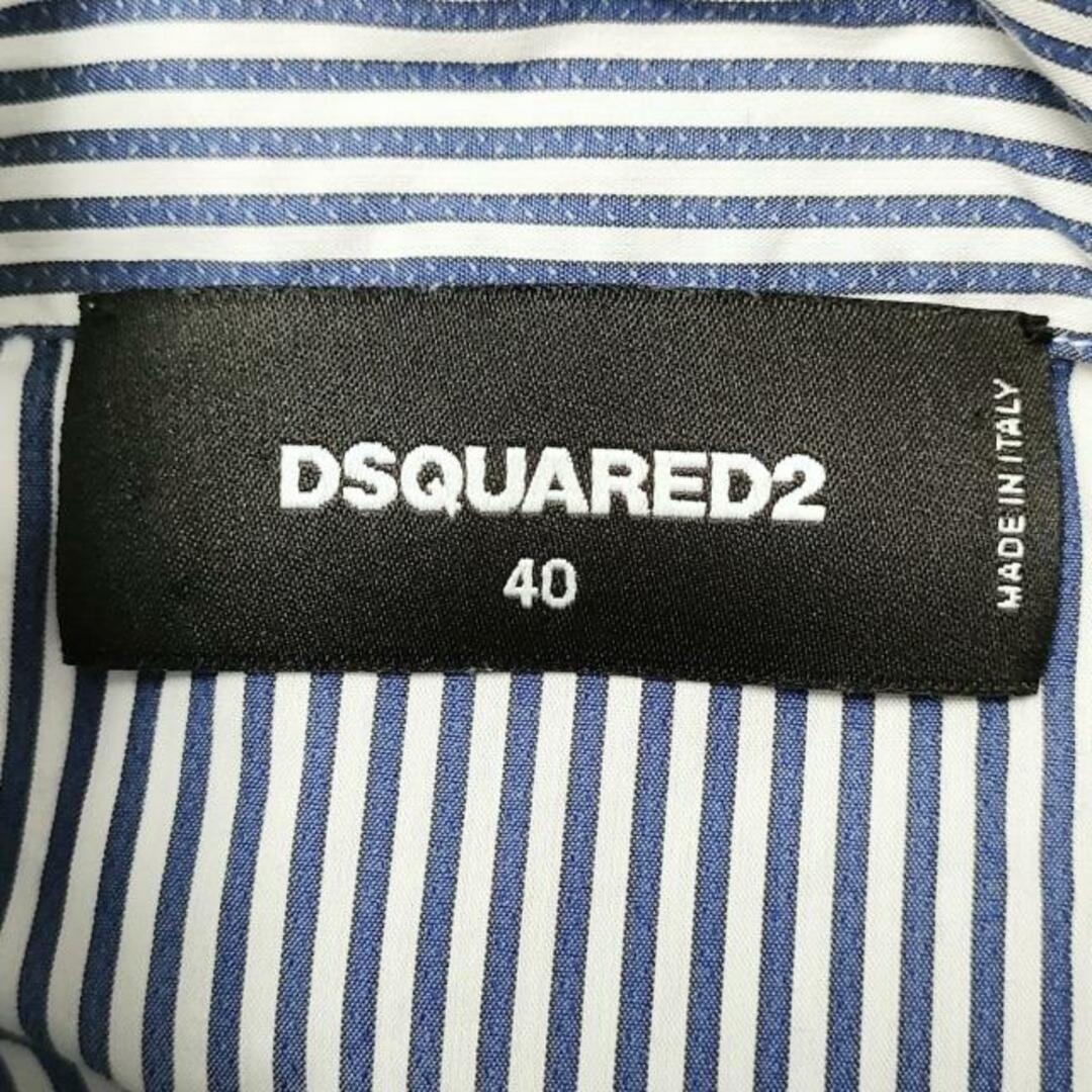 DSQUARED2(ディースクエアード)のDSQUARED2(ディースクエアード) 長袖カットソー サイズ40 M レディース - ブルー×白 ボウタイ/ストライプ レディースのトップス(カットソー(長袖/七分))の商品写真