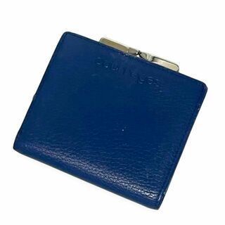 クレージュ(CLAYGE（Tada）)のクレージュ 二つ折り財布 レザー ヴィンテージ レトロ がま口 ブルー 488(財布)