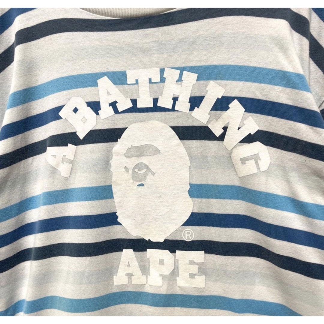 A BATHING APE(アベイシングエイプ)のアベイシングエイプ 長袖 ロンT ロングスリーブTシャツ ビッグロゴ ボーダーM レディースのトップス(シャツ/ブラウス(長袖/七分))の商品写真