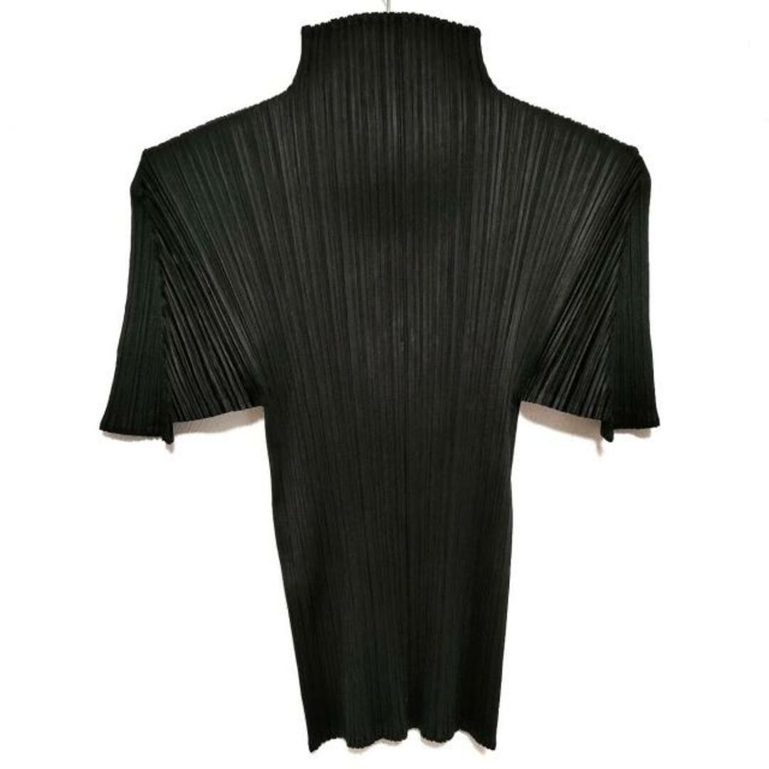 PLEATS PLEASE ISSEY MIYAKE(プリーツプリーズイッセイミヤケ)のPLEATS PLEASE(プリーツプリーズ) 半袖カットソー サイズ3 L レディース美品  - 黒 ハイネック/プリーツ レディースのトップス(カットソー(半袖/袖なし))の商品写真