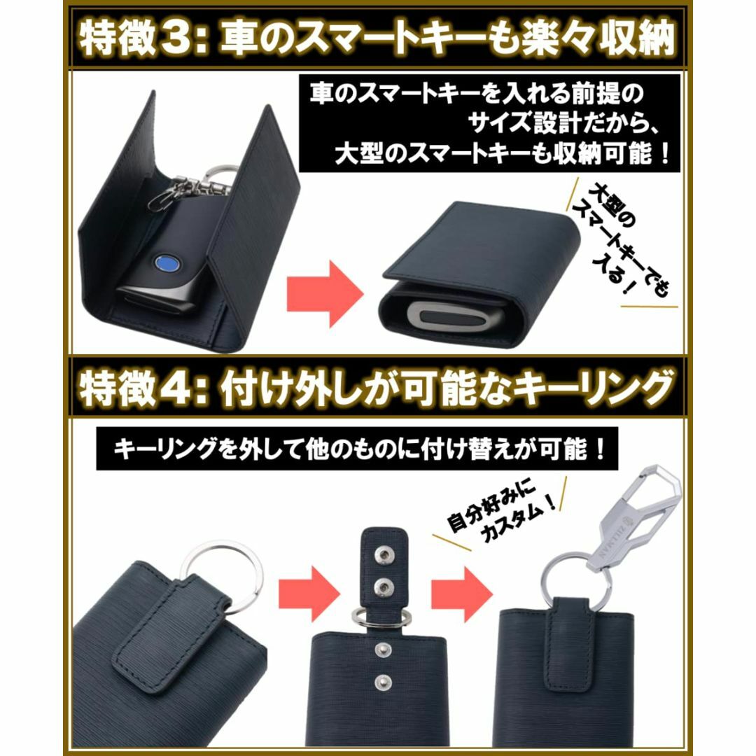 【色: 3.ダークグレー】[ジルマン] キーケース メンズ 本革 6連 スマート メンズのバッグ(その他)の商品写真