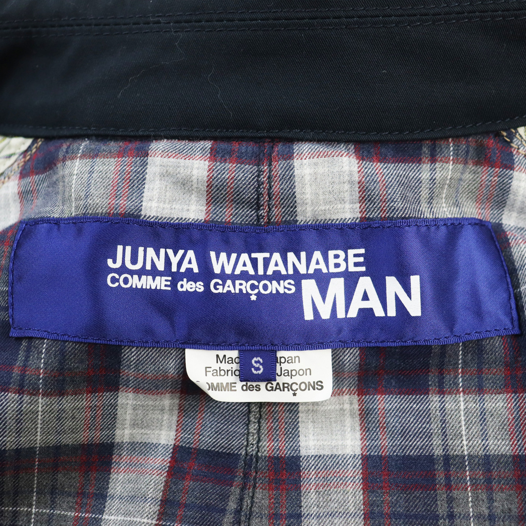 JUNYA WATANABE COMME des GARCONS(ジュンヤワタナベコムデギャルソン)の美品○JUNYA WATANABE COMME des GARCONS ジュンヤワタナベコムデギャルソン WE-C002 ツートーン コットンギャバ モールスキン 異素材ドッキング ラグランスリーブ ワークコート ネイビー イエロー S 日本製 正規品 メンズ メンズのジャケット/アウター(その他)の商品写真