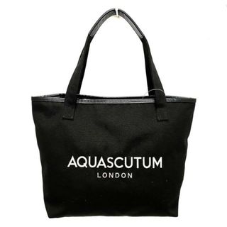 アクアスキュータム(AQUA SCUTUM)のAquascutum(アクアスキュータム) トートバッグ - 黒×白 刺繍 キャンバス×レザー(トートバッグ)